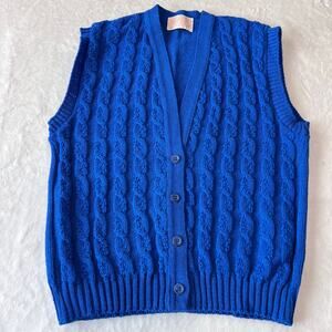 Pendleton Vintage Royal Blue Wool Cable Knit Sweater Vest Women's SZ Medium USA
